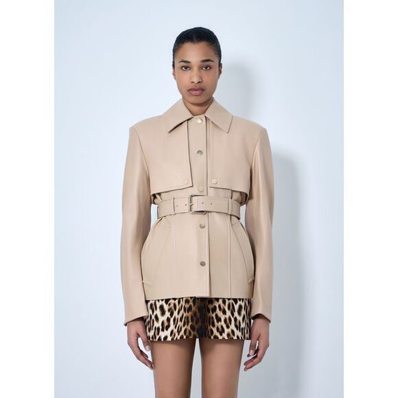 SPORTMAX Jackets & Blazers - Sportmax Women Leather Belted Jacket